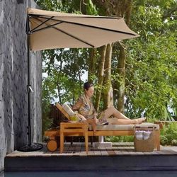 9’ half patio umbrella, Dark blue/ Navy blue

