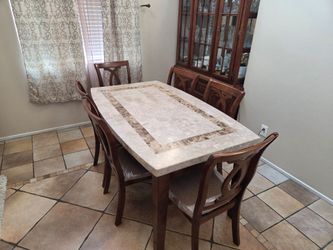 Marble Dining Table with 6 Chairs
