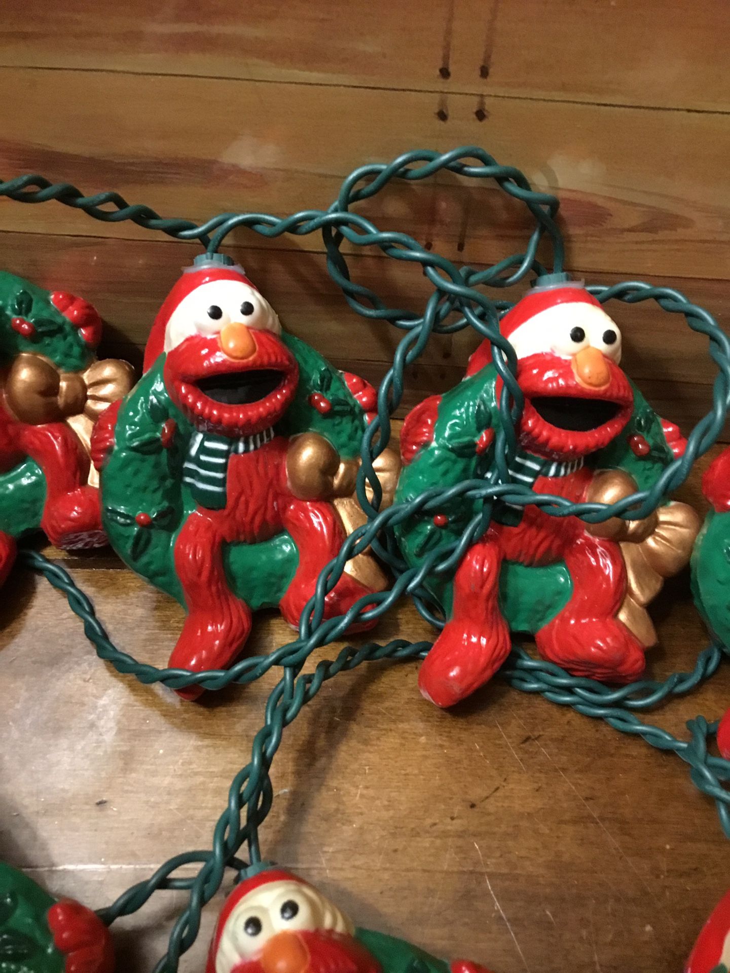 Vtg Sesame Street Elmo 1998 Henson Muppets Christmas String Lights Blow Mold 12’