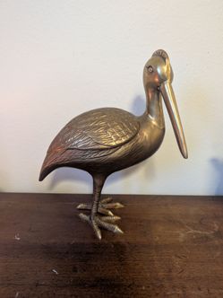 Vintage Large And Heavy Brass Pelican