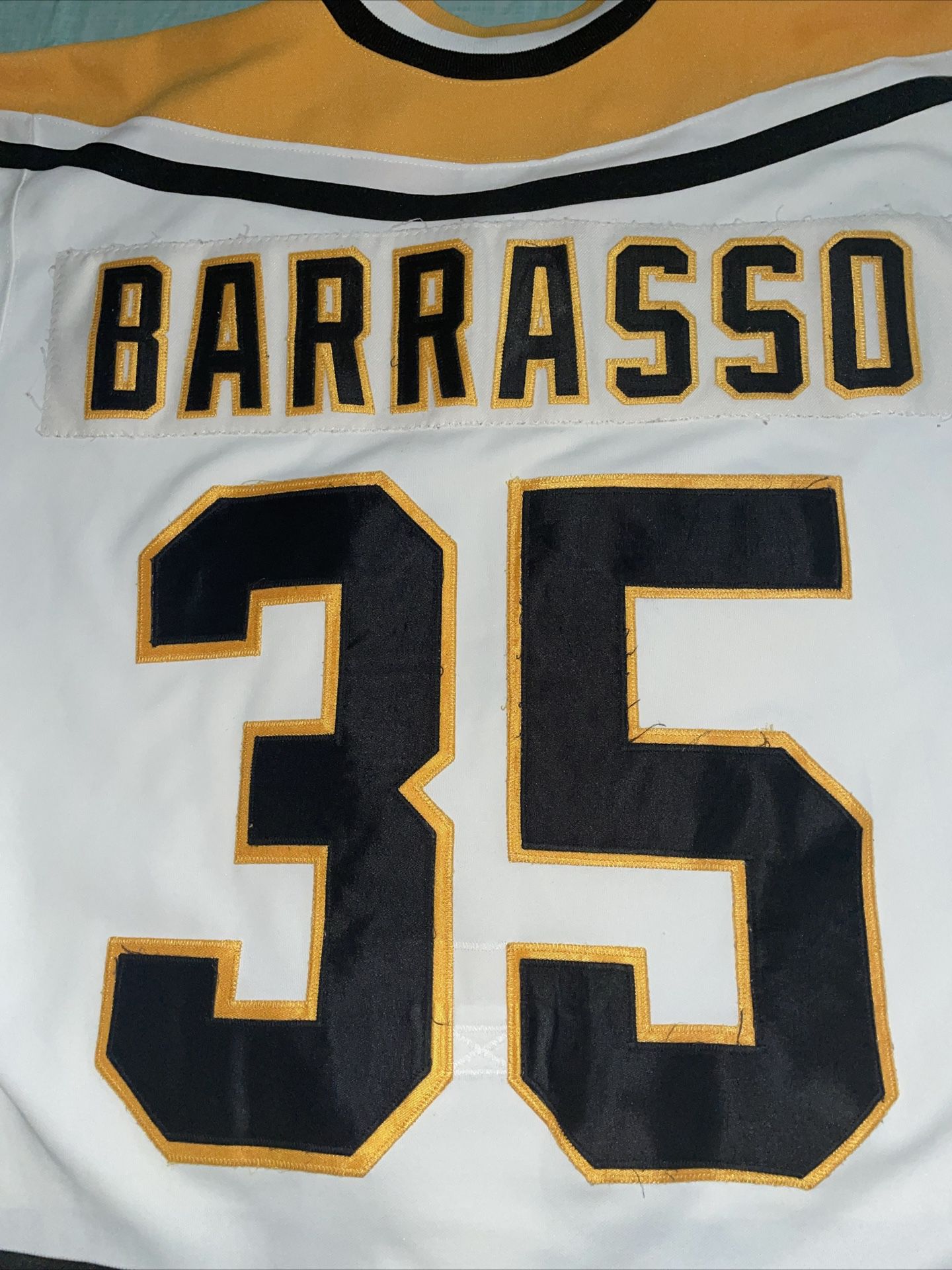 Adult 48 CCM Tom Barrasso Pittsburgh Penguins NHL Jersey Black Pro Mic  White for Sale in Rochester, MI - OfferUp