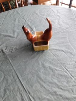 Dog plant holder orange yellow red