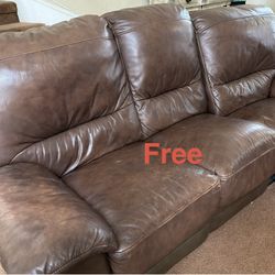 Brown Leather Reclining Sofa – 3 Seat Couch, Comfortable & Durable