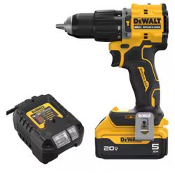DEWALT ATOMIC 20V Lithium-Ion Cordless 1/2 in. Hammer Drill Kit with 5.0 Ah Battery and Charger=Dew-209