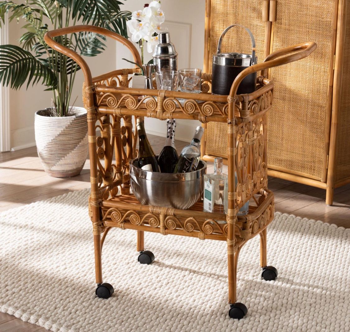 New Boho Mobile Storage Cart, Butler Cart, Nightstand 