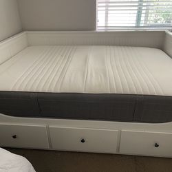 IKEA White Bed Frame, 3 Deep Drawers, Extendable