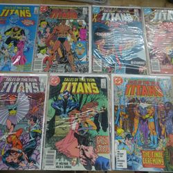 LOT 7 DC COMICS TALES OF THE TITANS 56  AUG 85 ; 57 SEPT 85 ;  61 JAN 86 ;  63 MARCH 86 ;  68  AUGUST 86 ; 71 NOVEMBER 86 ;  76 APRIL 87 1985-1986 VER