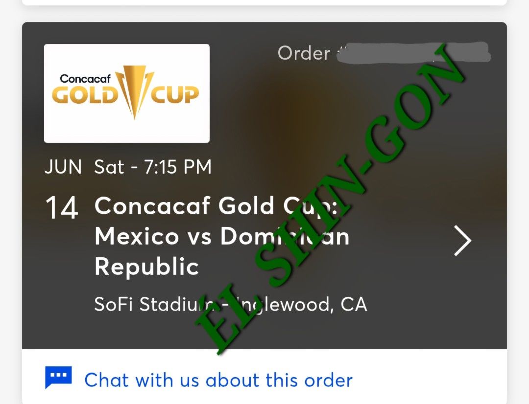  GOLD CUP Mexico vs. Dominican Republic  2 Tickets For 6/14/25 Section 115 Row 6 $200 Each