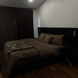 Black King Bed / Built in night stands