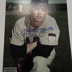 Mickey Mantle Signed Autograph COA 8x10 Photo MLB New York Yankees 