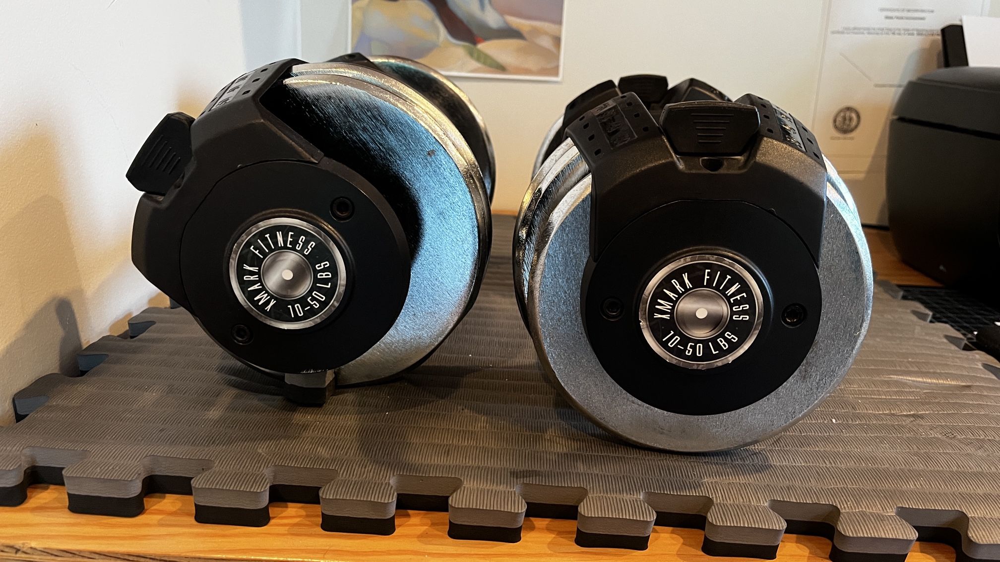 XMark Adjustable Dumbbells 10–50 lbs (PAIR) — Excellent Condition