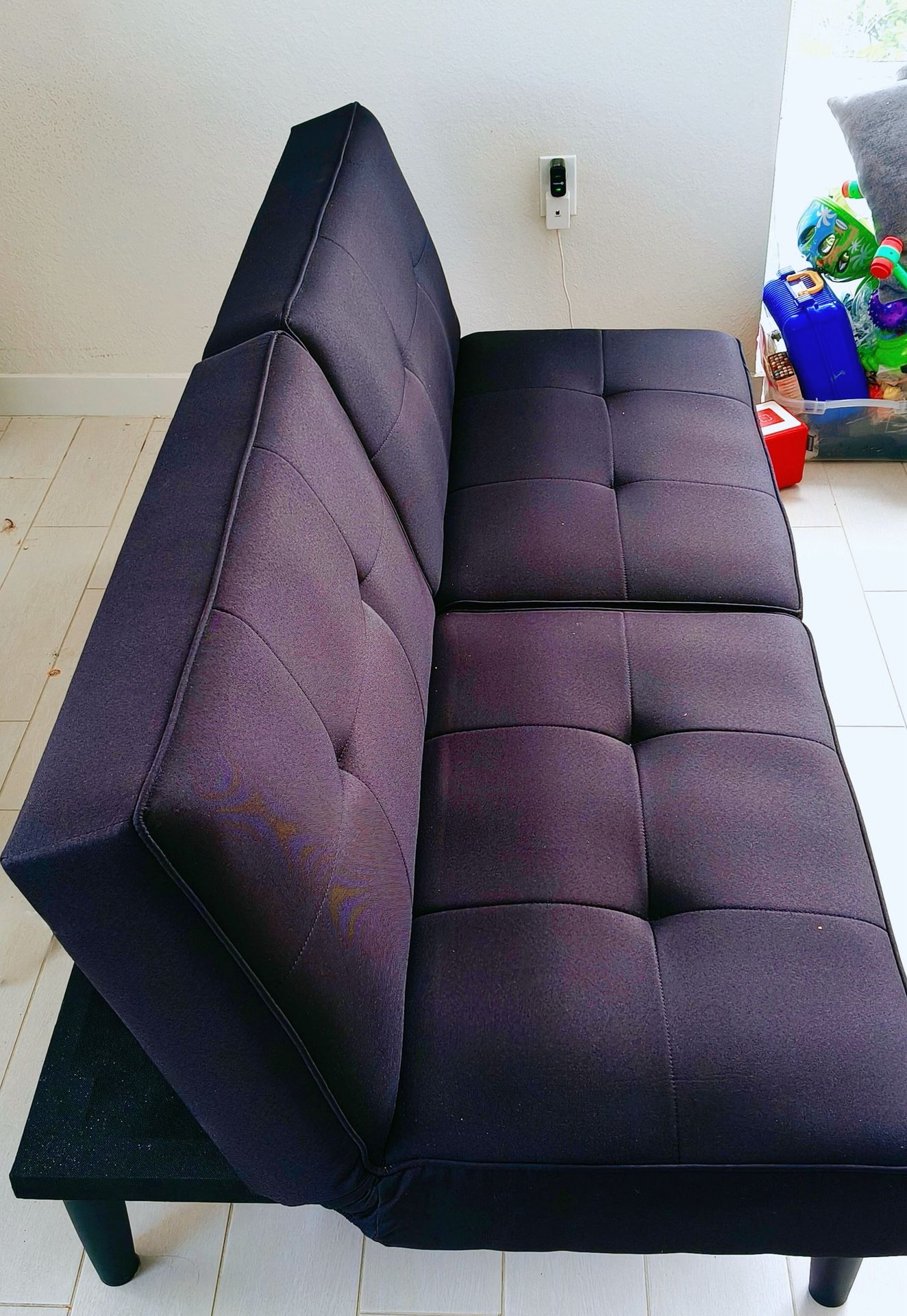 Modern Convertible Sofa Bed Futon – Black, Gently Used