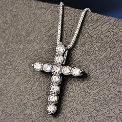 Silver Chain Crystal Pendant Cross