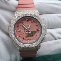 💎 Rose Gold Iced-Out G-SHOCK | Diamond Bezel | Blush Pink Dial | WR 200M | 5.00 CTW