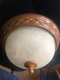 Bronze And Frosted White Glass 13” Flush Mount Ceiling Lamp
