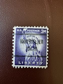 1954 RARE 3 CENT Liberty US Postage Stamp Used, Deep Purple,  3¢