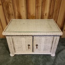 White Wicker Table 