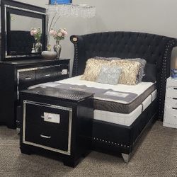 Black Studded Bed Frame - Queen