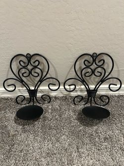 Black Wrought Iron Candle Holders Set of 2