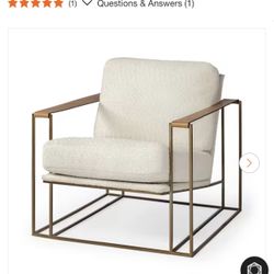 Watson Cream Fabricr Wrap Gold Metal Frame Accent Chair