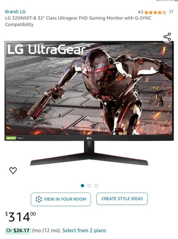 LG 32GN50T-B 32" 165 HZ CLASS ULTRAGEAR FHD GAMING MONITOR WITH G-SYNC COMPATIBILITY, AMD FREESYNC, HDR10, HDMI DISPLAYPORT