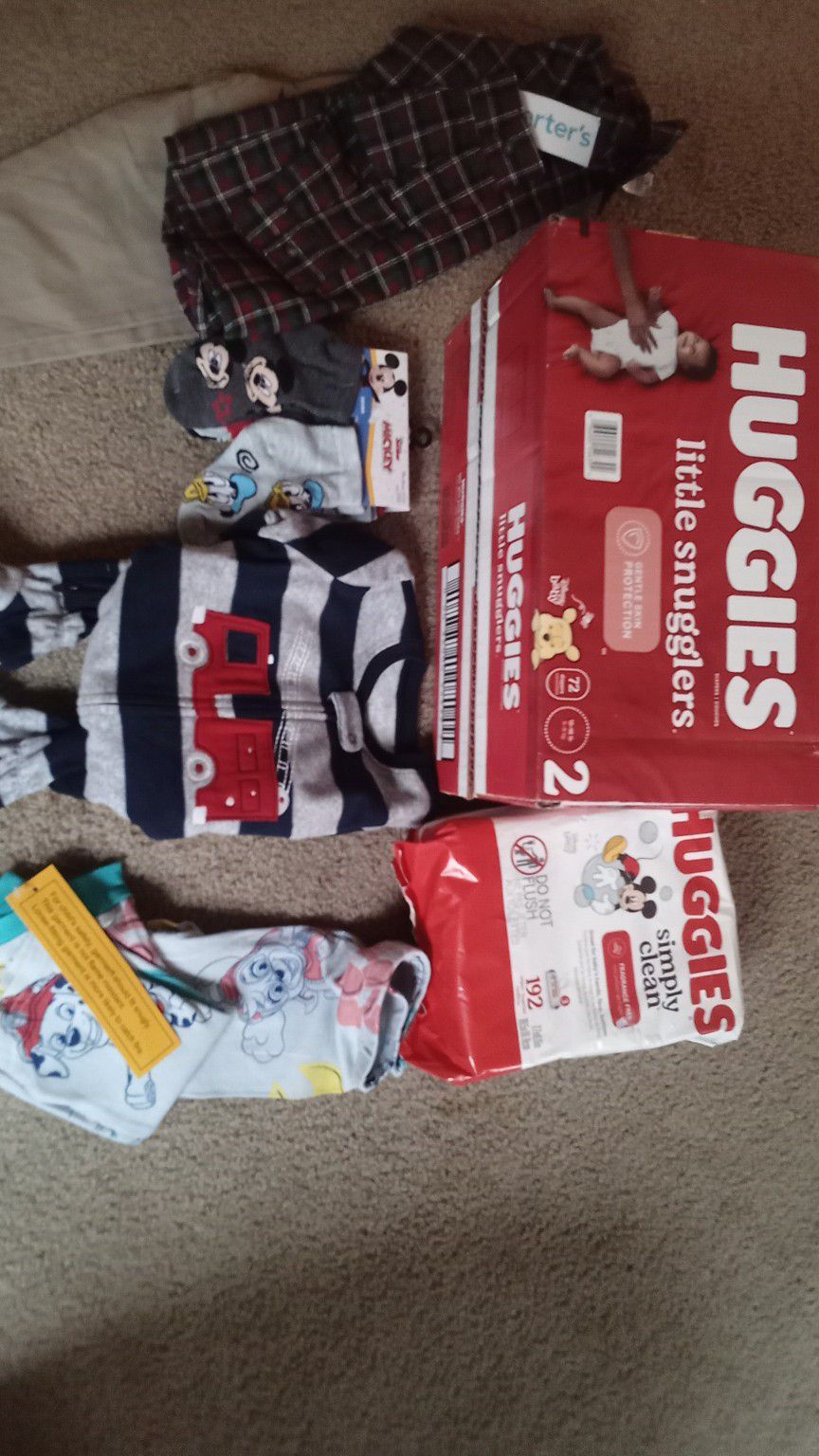 Baby Boy Lot Diapers Wipes Clothes Brand New w Tags