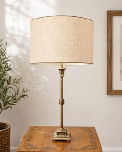 Traditional Neoclassical Gold Table Lamp Base (Shade Needs Replacing) - 32.5"