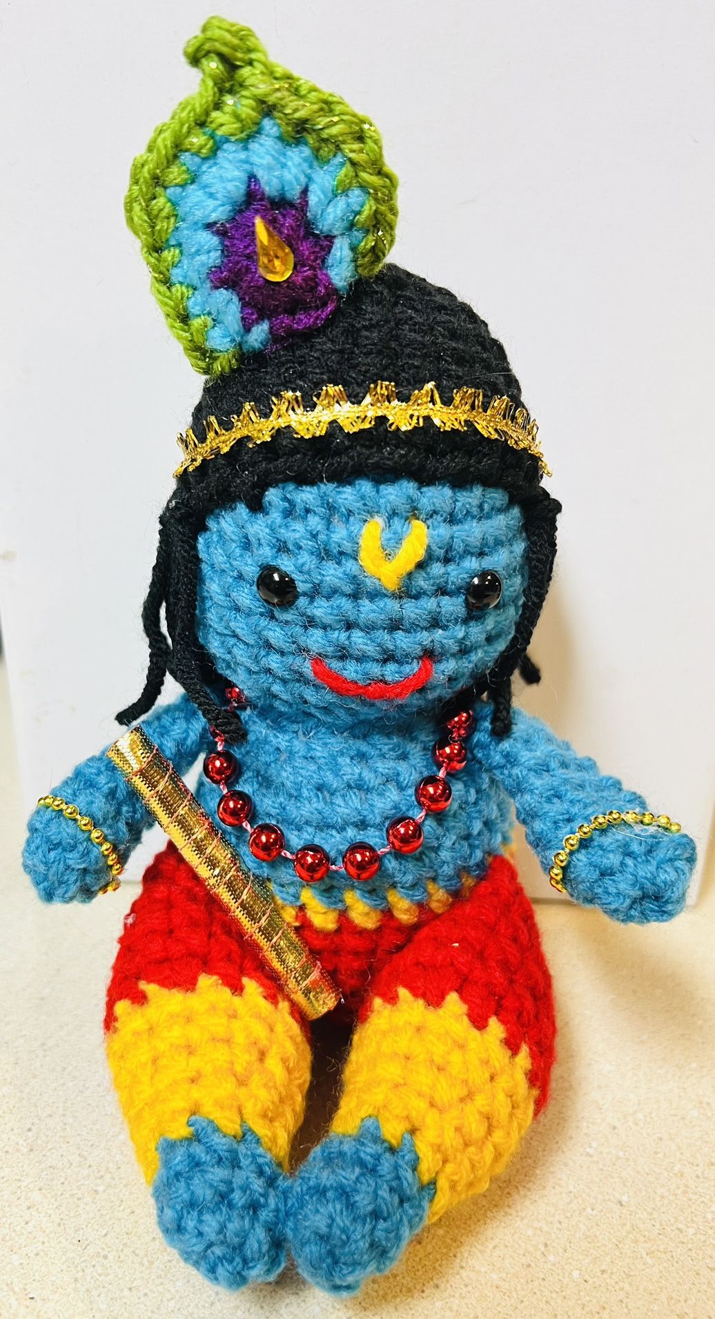 Baby Krishna Ladoo bal Gopal Statue crochet handmade NEW AMIGURUMI -USA Seller