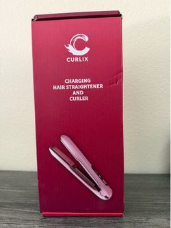 Curlix Cordless Hair Straightener & Curler USB-C Rechargeable Travel Flat Iron Pink