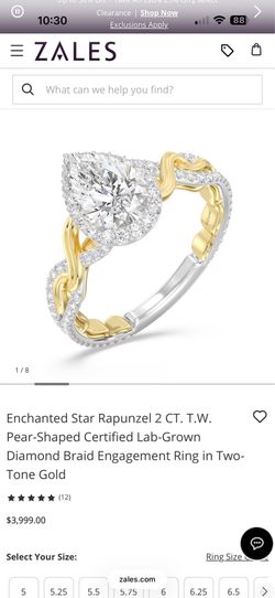 Brand new never worn Enchanted Star Rapunzel 2 CT. T.W. Pear-Shaped Certified Lab-Grown Diamond Braid Engagement Ring in Two-Tone Gold