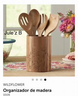 Princess House. Set De 4 Utensilios Y Organizador De Madera Nuevos En Sus Cajas