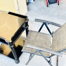 Patio/Balcony  Solid Wood Table And Flash Furniture Paladin Outdoor Folding Patio Sling Chairs, 