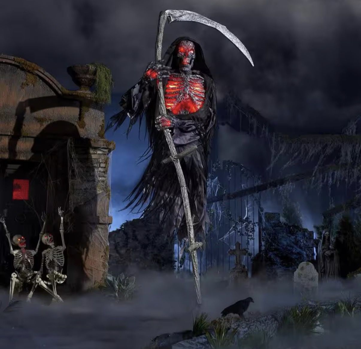 12 ft. Grave & Bones Giant-Sized Color Changing Animated LED Levitating Reaper