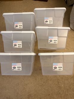 6PCS Sterilite 16 Qt Clear Plastic Storage Tubs with Lids (15L Each)