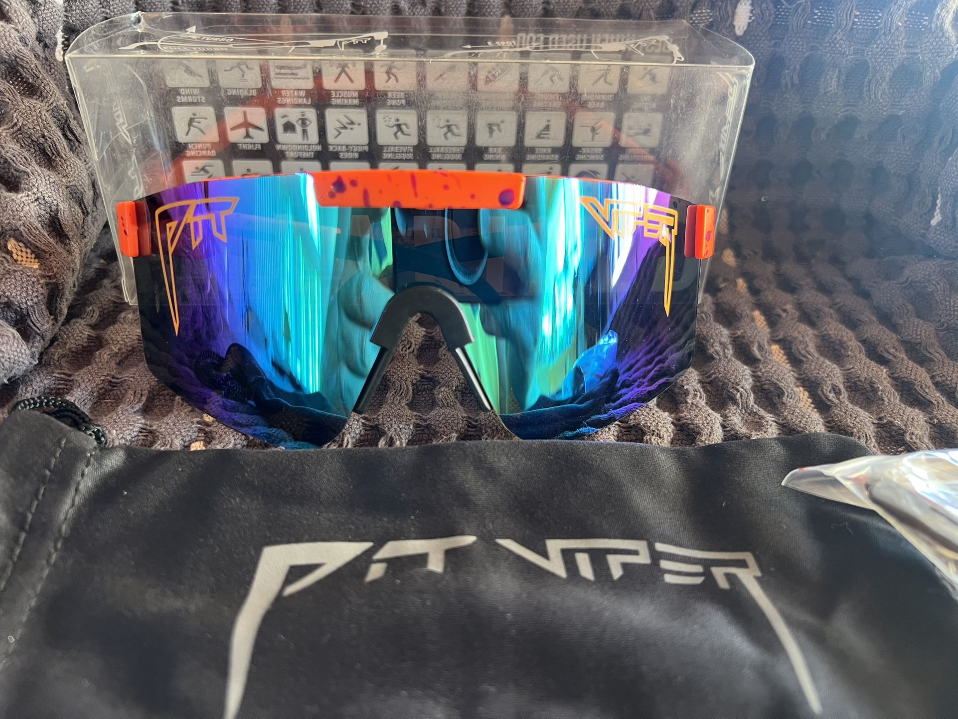 Pit Viper Sunglasses Orange Frame Blue Lens