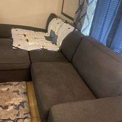 IKEA Grey Couch With Ottoman 
