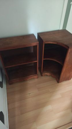 Pending pickup - Wooden Corner Bookshelves with Open Shelves