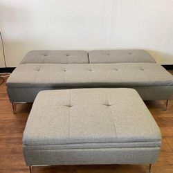 Gray Futon & Ottoman 