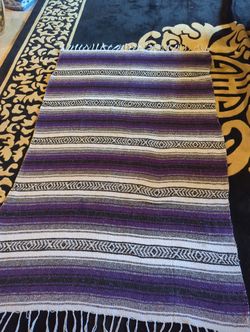 Falsa Mexican Black, White, Gray And Purple Blanket