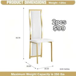 😀 2Pcs Modern Dining Chairs, High Back Accent Side Chair Sleek Golden Stainless Steel Legs, Velvet Upholstered Dining Chairs for Restaurant Kitchen