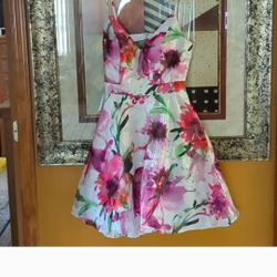 XSCAPE Floral Fit and Flair Dress 