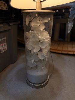 Glass Cylinder Table Lamp with Floral Interior