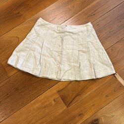 Reformation Carol Pleated Linen Mini Skirt