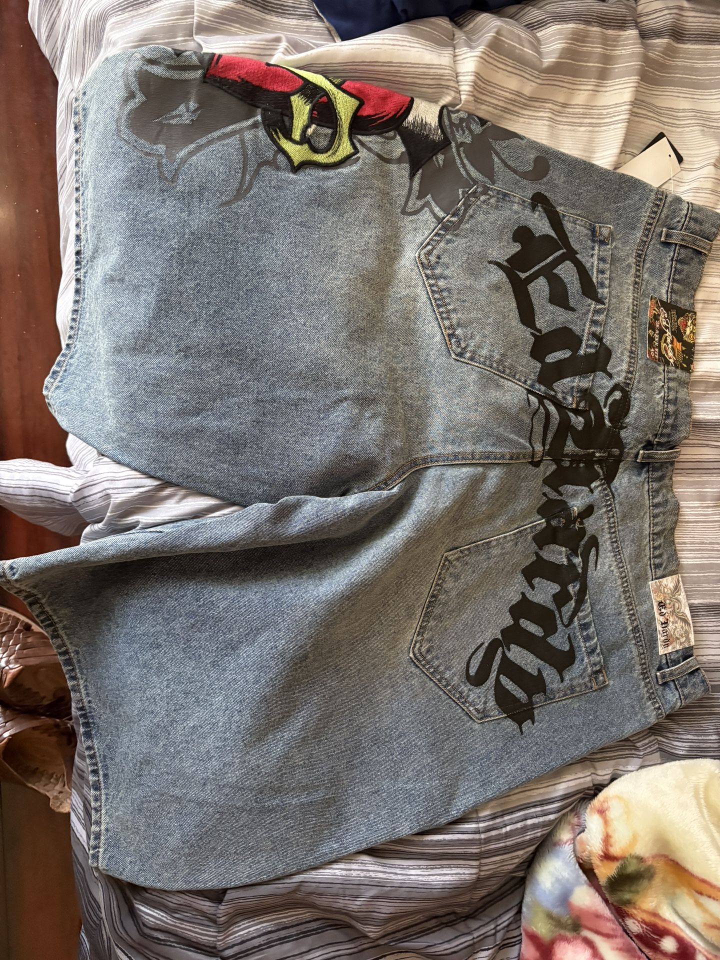 Ed hardy sacred heart denim shorts