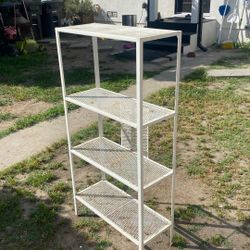 Plants Metal Rack Four Shelves White Color Good Condition Size H46” W24” D10”
