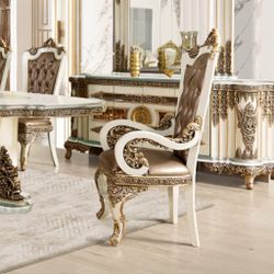 Majestic Crest Ivory/Bronzed Copper Arm Chair / HD-AC1881