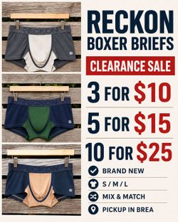 NEW RECKON Men’s Boxer Briefs – Clearance Sale S/M/L