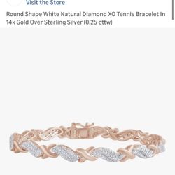 AFFY 925 7.5 IN ROSE GOLD DIAMOND XOXO  TENNIS BRACELET 