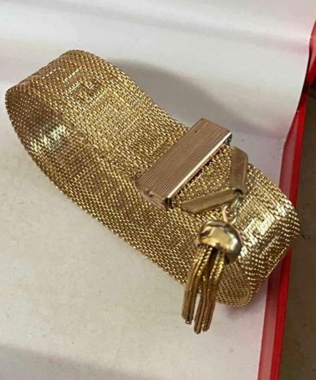 Manilla Tejida Laminada Gold Filled Joyería Antigua