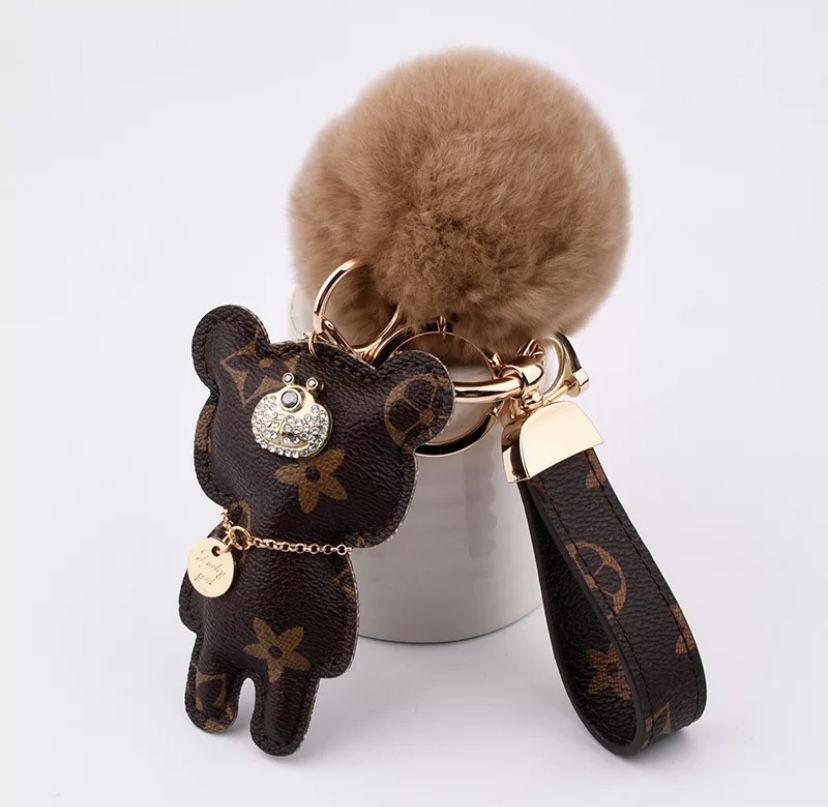 Teddy Bear Keychain With Pom Pom 